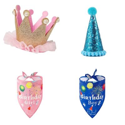 China Stocked Hot Selling Pet Birthday Hat Saliva Towel Dog Hat Triangle Scarf Pet Accessories Pet Supplies For Dog for sale