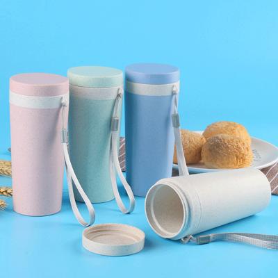 China 2022 Proable Biodegradable Plastic Drinking Wheat High Quality Sustainable Sustainable Straw Water Bottle Coffee Cup for sale