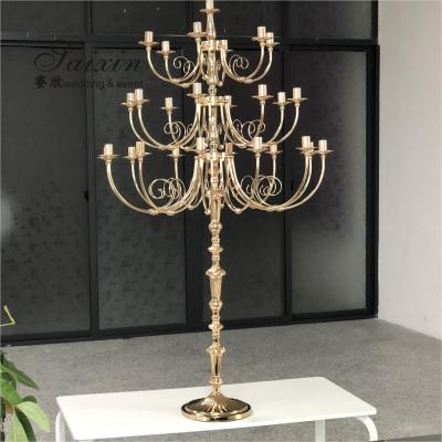 China Hot Sale Weddings ZT-322 Wedding Centerpiece 27 Arms Golden Metal Candle Holders for sale