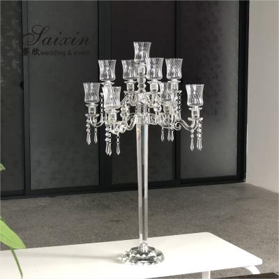 China Beautiful luxury hot sale 9am crystal candelabra for wedding centerpiece decoration for sale