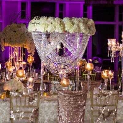 China ZT-208 wedding table decoration beautiful wedding table decoration high flower arrangements crystal stand in event for sale