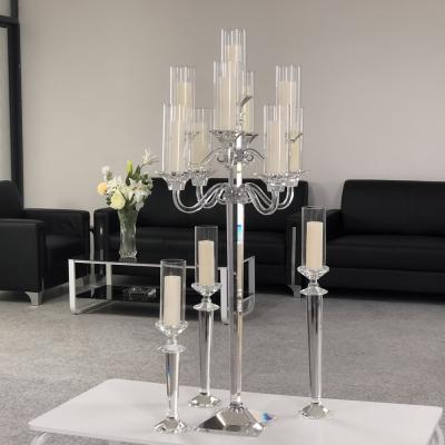 China Event party supplies ZT-539 new modern crystal candelabra k9 candelabras candle pillar candles for wedding party table decor for sale