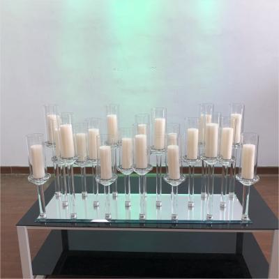 China New Design Luxury 8 A.M. Crystal Candelabra Wedding Glass Candlestick Stand for sale