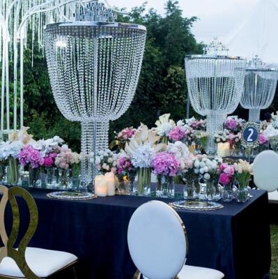 China ZT-381 New Wedding Wedding Decoration Large Crystal Flower Stand Centerpiece With Candelabra Party Decorative for sale