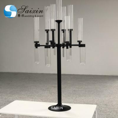 China Event party supplies ZT-530B glass candle holder silver gold black crystal candelabra for wedding table centerpiece for sale