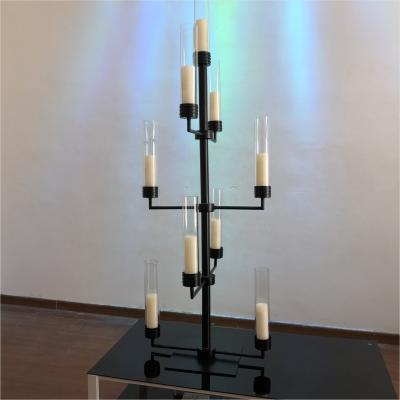 China Wedding New Design 9 A.M. Tall Black Candle Holder For Wedding Centerpieces for sale