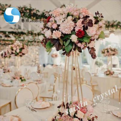 China ZT-417G European style gold metal hot selling flower stand for wedding table centerpieces for sale