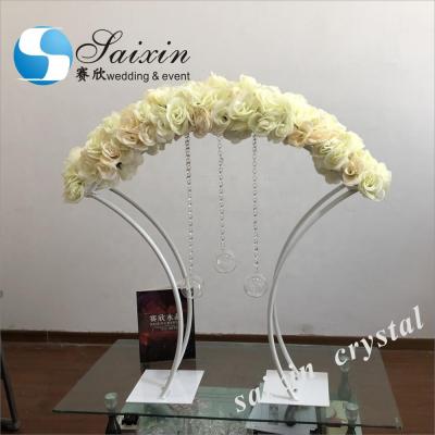 China European Style Saixin Designs Wedding Party Centerpiece White Metal Flower Pot Stand for sale