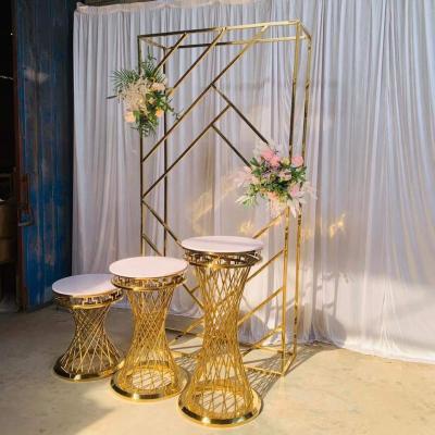 China European Style Party Decoration Stainless Steel Frame Stand Backdrop Luxury Wedding Hall Furniture for sale