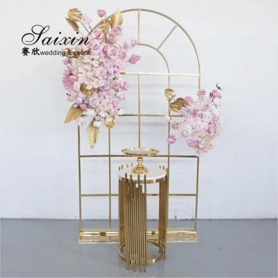 China Steel Door Wedding Arch Gold Panel Style European Factory Furniture Wholesale Luxury Stainless Steel For Event Stage Backdrop for sale