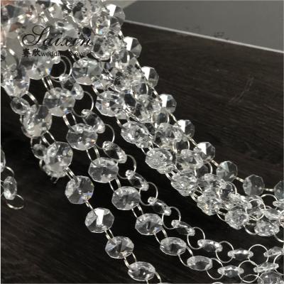 China Hot Sale K9 Crystal Chandelier Prism Lamp Octagon Clear Pearl Chain Christmas Wedding Pendant From Europe Factory for sale