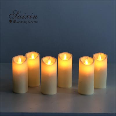 China Wedding Cheap Event Decoration Plastic Battery Operated Moving Flame Led Pillar Candles for sale