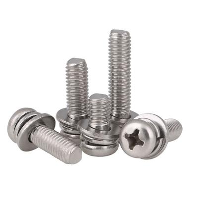 China Pan Custom Stainless Steel 304 combination screw with flat washer and lock for sale