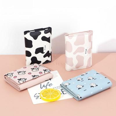 China New Mini Three Fold PU Wallet Simple Design Waterproof Ladies Short Pinch Women Premium Soft Small Wallet for sale