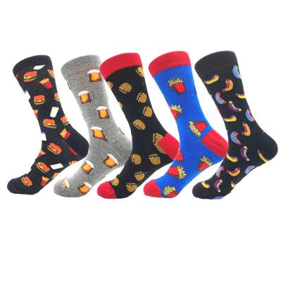 China 2020 Antibacterial Foods High Quality Popular Funny Burger Fries Mens Cotton Socks for sale