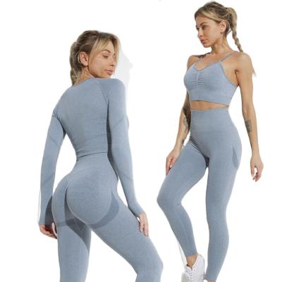 China 2021 Hot Selling Seamless Leggings Women Fitness Yoga Suit Sets Breathable Sportswear for sale