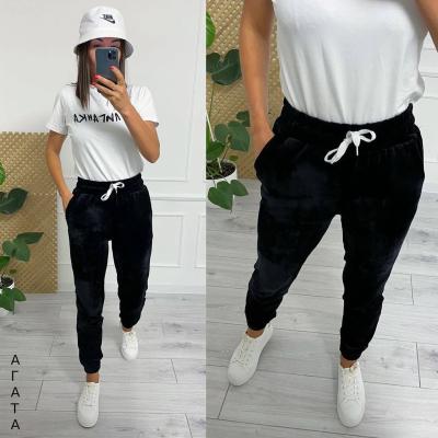 China European and American hot sale women's lace elastic Korean velvet anti-static casual pants for sale