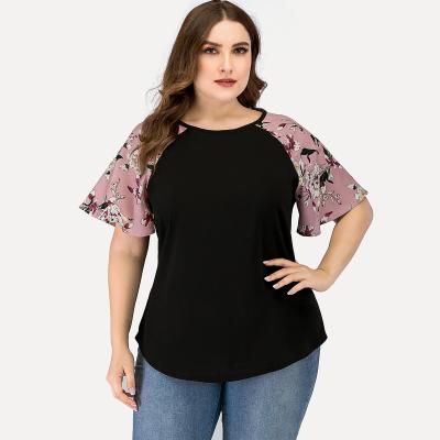 China Viable Plus Size Casual Women's Print Contrast Tops T Shirt Women's T-Shirts for sale