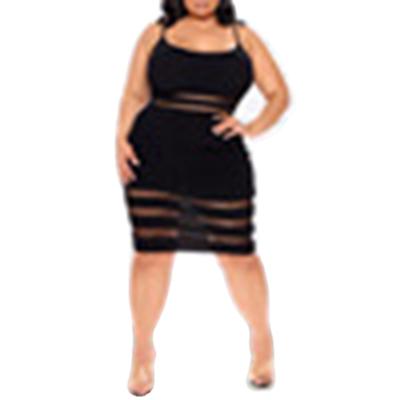 China Hot Sale Unique Design Plus Size Black Plus Size Women's Plus Size Dress Stitching Mesh Dresses for sale