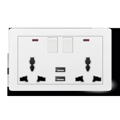 China Residential / General Purpose Home Two Open Holes Over Three With Universal Dual Usb Power Outlet Wall Socket UK for sale