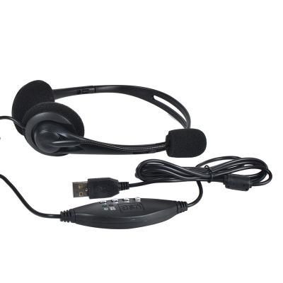 China Over-ear Office Use Mic Mute Function Call Center Computer Volume Control USB Jack Communication Headset for sale