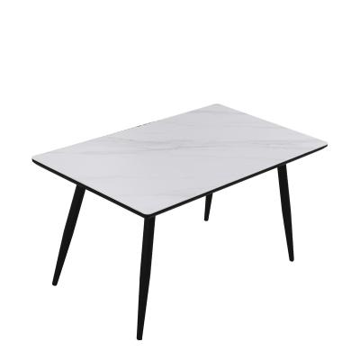 China Waterproof& Fashion Furniture Durable Minimalist Metal Polished Rock Dish Top Dining Table for sale