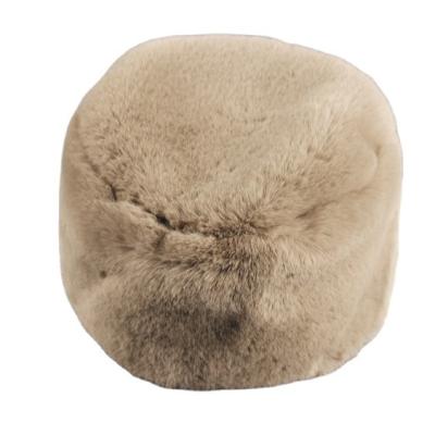 China COMMON Fashionable Promotional Factory Price High Level Winter Imitation Rabbit Fur Round Female Hat For Women for sale