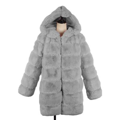 China China Manufacturer Fashion Faux Fur Coat Professional Women's Warm And Windproof Long Rabbit Fur Woolen Coat for sale