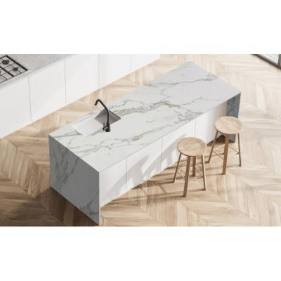 China 3cm moderner weißer Quarz Schreibtisch 126'X63' Calacatta weißer Quarz zu verkaufen