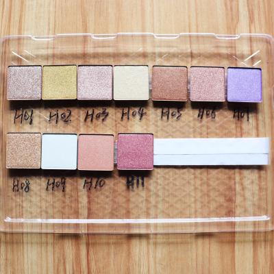 China Waterproof DIY 4 Colors Pink Vegan Shimmer Pressed Powder Highlighter Bar Eyeshadow Blush Palette Private Label for sale