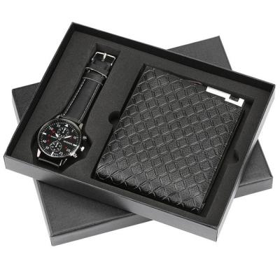 China Agriculture Men's gift set Exquisite packaging watch wallet set custom leather Wallet Father's Day Gift for sale