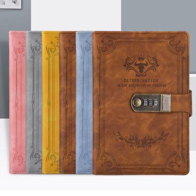 China Agriculture Promotional Vintage Custom Design PU Leather Lined Page Vintage Vegan Leather Notebooks with Lock Business Notebook with Lock for sale