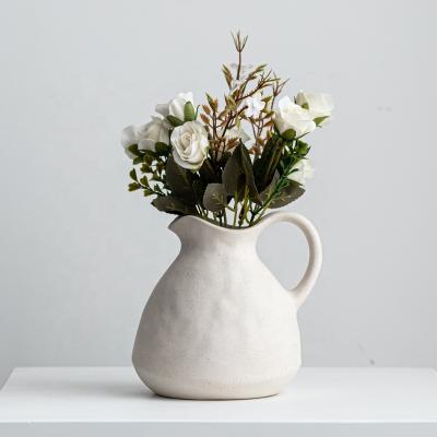 China Modern NORDIC Ceramic Vase Matt White Flower Pot For Home Decor for sale