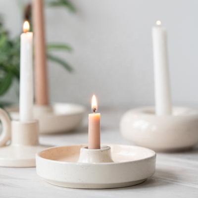 China European simple white modern style creative ceramic tealight candle holder home decoration for sale