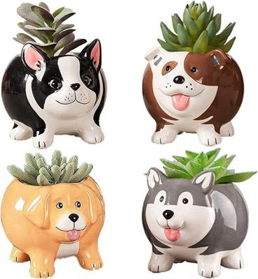 China Creative Art Deco Home Decoration Dog Animal Tabletop Planters for Modern Antique Home Chinese Flower Decor Europe Succulent Pots for sale