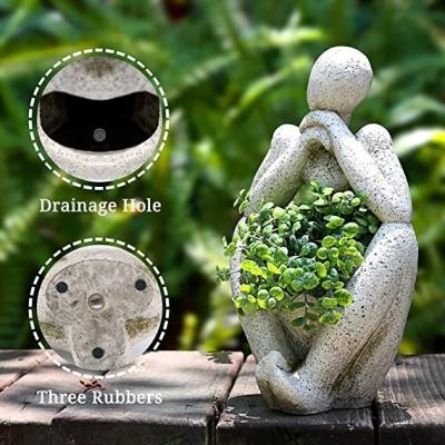 China Human Antique Ceramic Polyresin Matt For Home Decor Modern Style Vase Flower Planter Pot for sale