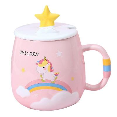 China Sustainable Creative Unicorn Phone Holder Phone Stand Hot Chocolate Mug Ceramic Coffee Mug For Back To School Student Present for sale