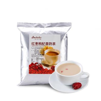 China High quality tea bright golden pure body three in one milk tea powder ingredient jujube loquat and ginger flavor milk tea powder for sale