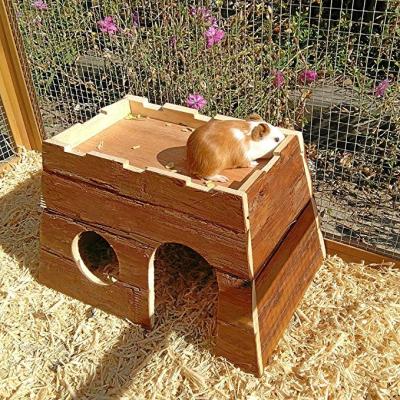 China Sustainable Natural Wooden Pet House With Window For Hamster Rabbit Chinchilla Squirrel Guinea Pigs for sale