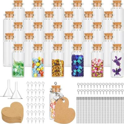 China Fashion Clear Mini Glass Wishing Small Drift Bottle Vials With Cork Glass Tube Corked Jars Candy Bottle for sale