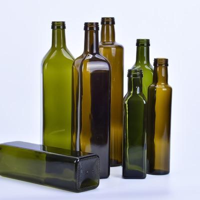 China Fashion Dark Green Bulk Empty Square 250ml 500ml 750ml 1L Cooking Olive Oil Glass Bottles for sale