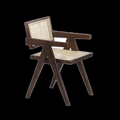 China New Simple Design Adjustable Indoor Chair Rattan Solid Wood Armchair (Other) Dining Chair Sale Wood Dining Table for sale