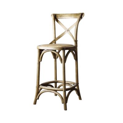 China Durable Antique Cross Back Bar Stool Rattan Bar Furniture for sale