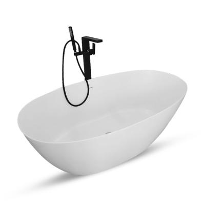 China Newest Design Matt Whit Freestanding Bathtub Artificial Resin Stone Freestanding Yucci Single Bathtub For Bathroom for sale