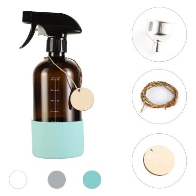 China Large Capacity 500ml Cosmetic Glass Spray Bottle Fashionable Household Hand Cleaning Sanitizer With No-Slip Silicon Sleeve for sale