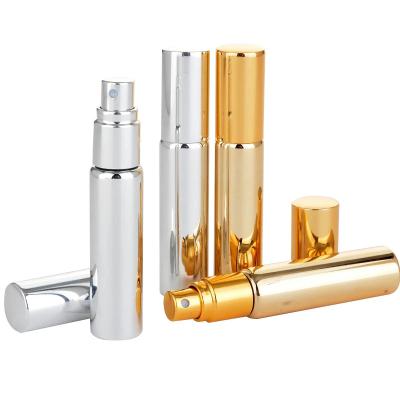 China Cosmetic 10ml portable UV glass refillable perfume bottle empty with aluminum atomizer add your picture for sale