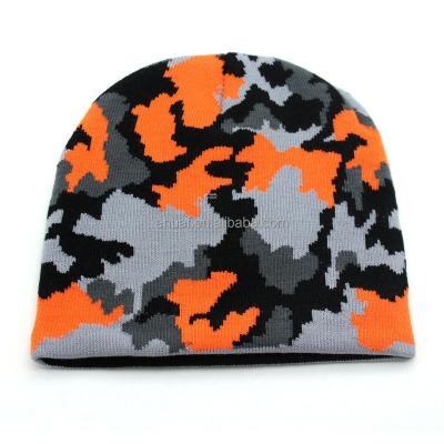 China JOINT Adult Warm Winter Men's Winter Sports Hat Camouflage Warm Beanie Camo Classic Skull Knitted Beanie for sale