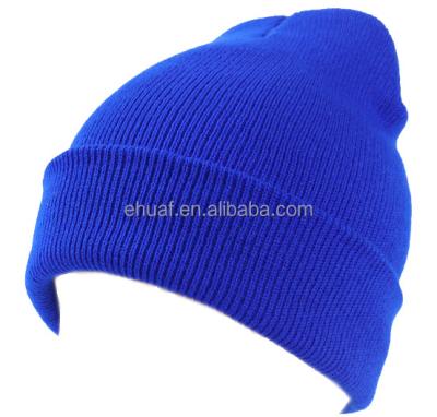 China COMMON Promotion Unisex Adult Winter Klein Warm Bright Blue Knitted Skull Cap for sale