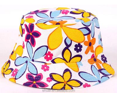 China Wholesale Character Flower Printing Cotton Canvas Lady Women Bucket Hat Sun Hat for sale