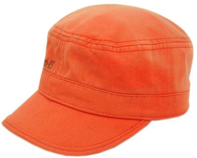 China Character Cotton Twill Embroidery Woven Patch Good Quality Washed Orange Military Hat for sale